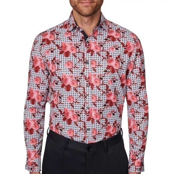 Society of Threads Men Slim Fit Floral
Performance Dress Shirt Gray Size M, red - Picture 7 of 11